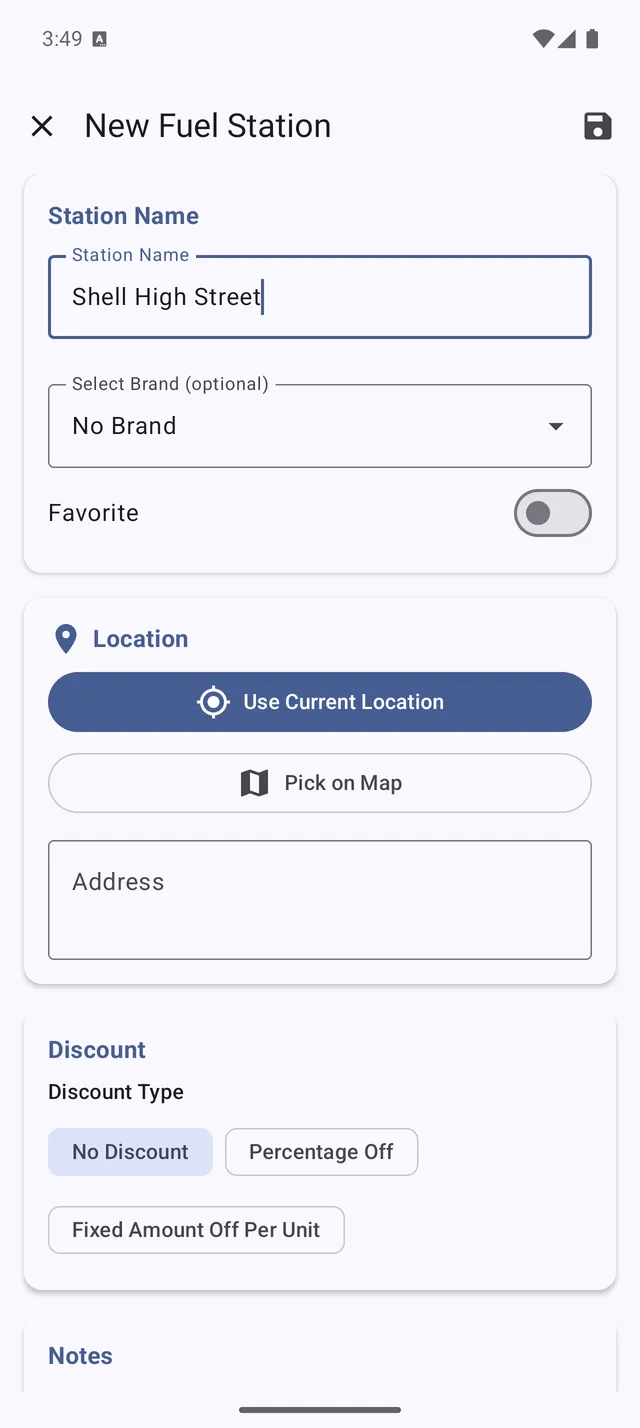 Fuel station location