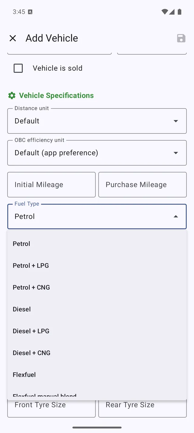 Fuel type selector